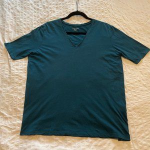ORGANIC PIMA COTTON JERSEY V-NECK TEE EASY FIT, BASIC LENGTH - XL, Teal